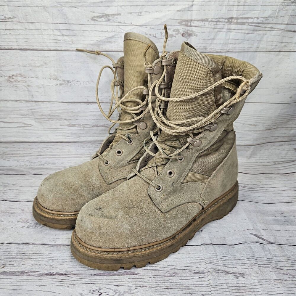 UFCW 8430 Men's Military Army Desert Combat Boots Steel Toe Vibram Sole Size 5 W